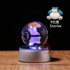 Pokémon Bola de Cristal 3D Com Luz de Led Colecionável - Snorlax