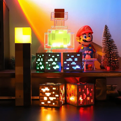 Luminária Cubo Pixel Recarregável Minecraft