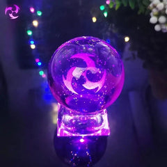 Genshin Impact Bola de Cristal 3D Com Luz - Base de Cristal