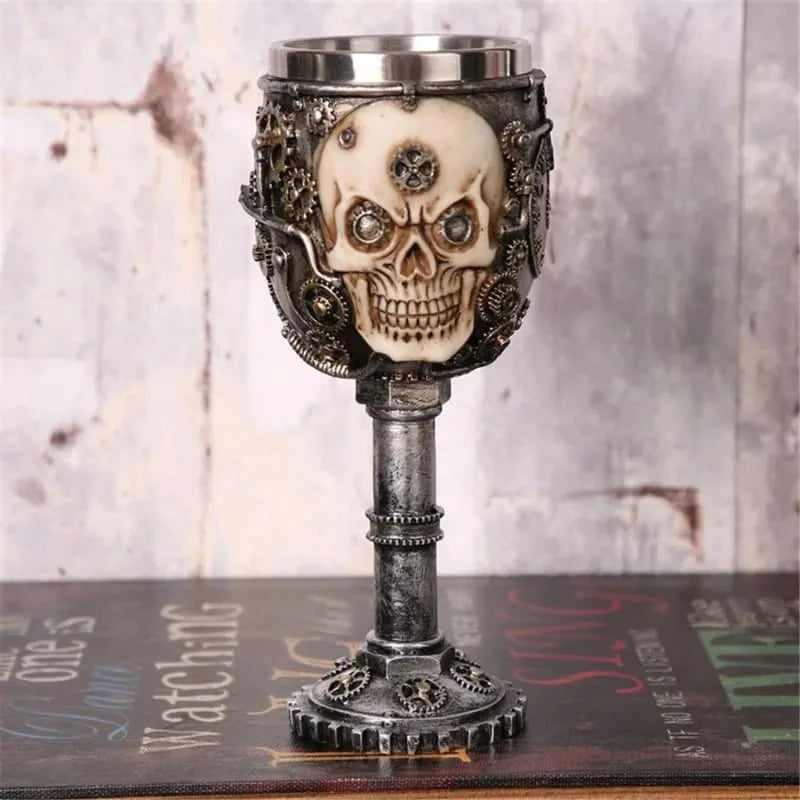 Taça Temática Esqueleto e Engrenagens - Aço Inoxidável