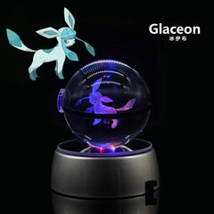 Pokémon Bola de Cristal 3D Com Luz de Led Colecionável - Glaceon